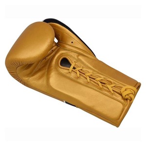 Gants de boxe en cuir doré à marque privée, gants de compétition de boxe professionnels OEM, fabricant de gants de compétition de boxe en gros - Product Image 3