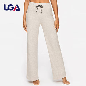 UGA nuovo arrivo inverno accogliente pantaloni comodi maglione lavorato a maglia pantaloni larghi aderenti pantaloni Casual donna 2 pezzi pantaloni da salotto in cotone organico - Product Image 4