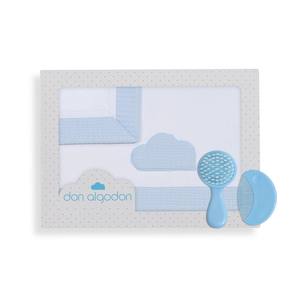 Parure de lit bébé 3 pièces en coton 100% - Modèle nuage - Motif uni - Drap bébé tissé - Product Image 1