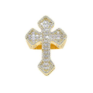 Bijoux de luxe pour hommes en forme de croix de Jésus Bague en argent 925 avec croix Hip Hop et diamants ronds pour les mariages VVS glacés cultivés en laboratoire - Product Image 3