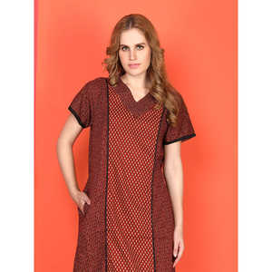 Evolove Camisón Largo Informal de Algodón para Mujer, Estampado, de Manga Corta, con Bolsillo Lateral, Tejido Suave, Talla XS - Product Image 1