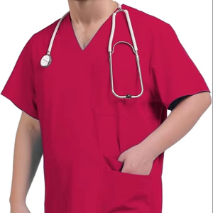 Trendy Slim Fit Men Scrub Set con tela transpirable y resistente a las arrugas para el uso médico diario - Product Image 1