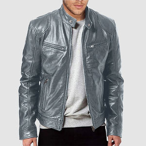 2024 nouvelle veste en cuir décontractée de haute qualité avec broderie décoration personnalisée OEM col haut debout - Product Image 3