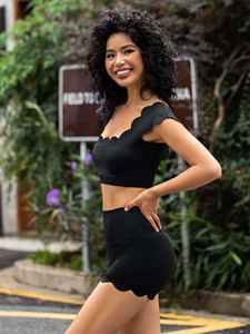 Camiseta sin mangas de Yoga de tendencia 2025 y pantalones cortos de cintura alta, diseño de encaje de sujetador ropa de gimnasio de secado rápido para Fitness para el verano - Product Image 6