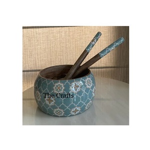 Wooden <b>Snacks</b> Serving <b>Bowl</b> With 2 Spoon Finest Quality Customized Size And Shape Food Serving <b>Bowl</b> For Sale - Product Image 1