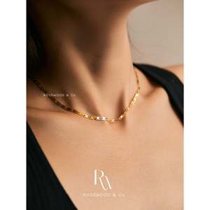 สร้อยคอชอคเกอร์แบบโซ่บางกันน้ำ สีทอง ไม่ลอก ไม่ดำ ลายก้างปลา สไตล์มินิมอล ของขวัญสำหรับเธอ รูปทรง/ลวดลายตัวเลข - Product Image 5