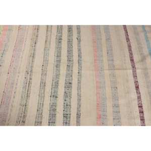 Tapis Turc Moderne Vintage 4 X 7,6ft-Grande Surface Couloir Rectangle 10mm Laine Herbe de Mer Blanc Patchwork Design Tapis de Chambre en Latex - Product Image 5