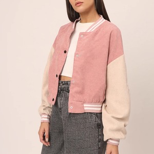 Venta caliente de lujo Shearling Mujeres Varsity Jacket Transpirable High Street Style Venta al por mayor Winter Street Wear Mangas desmontables - Product Image 5