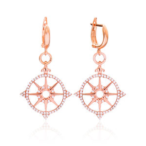 Pole Star Compass diseño turco 925 joyería de plata esterlina hecha a mano fina de moda al por mayor pendientes colgantes - Product Image 1