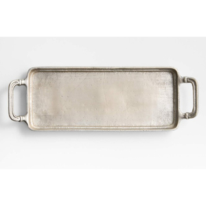 Ensemble de 2 plateaux de service décoratifs en aluminium argenté martelé vintage, plateau de service en métal fait à la main moderne pour la décoration de la maison et la cuisine - Product Image 3