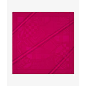 Pañuelo Cuadrado de Seda Jacquard Fucsia con Patrón Geométrico - Product Image 1