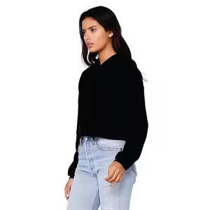 100% coton haute qualité survêtement bas 10Cm hauteur femmes haut court à capuche avec fermeture éclair complète sweats - Product Image 3