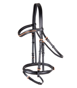 Noseband Flash Bridle or rose-Casque droit-Bandeau frontal incurvé avec or rose - Product Image 4
