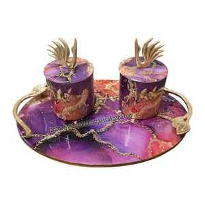 ชุดชามโลหะ2ชิ้นพร้อมถาดเสิร์ฟไม้สำหรับเสิร์ฟขนมขนมและอื่นๆ - Product Image 2