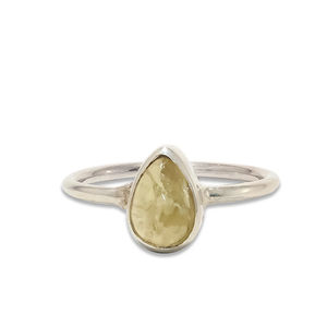 แหวนเรียบง่ายคุณภาพสูง925แหวนพลอยควอตซ์สีเงินมะนาวเครื่องประดับขายส่ง - Product Image 1