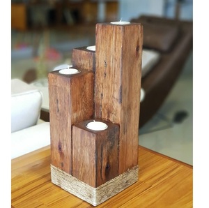 Bougeoir en bois pour bougies d'aromathérapie - Product Image 1