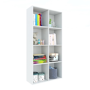 Estantería de Madera de Caucho con 8 Compartimentos, 80x30x160cm, Color Pintado KS68107, 4 Niveles, Tipo Vertical para Sala de Estar - Product Image 1