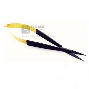 Ciseaux à cuticules de beauté en acier inoxydable or noir Ciseaux à micro-ressort droits et incurvés polyvalents avec pointe de lame tranchante - Product Image 1