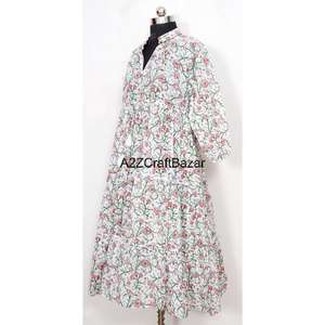 Robe Maxi moulante d'été pour femmes avec imprimé floral tissé longue robe florale durable pour les femmes avec décoration de bouton de gland - Product Image 6