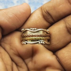 Anillo giratorio Plata Meditación Anillos de dos tonos Ansiedad Preocupación Fidget Spinner Band Venta al por mayor Joyería de plata esterlina Anillos giratorios - Product Image 2