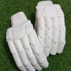 Top Quality PU Leather Plain Pattern Batting <b>Gloves</b> White Color Medium Size Cricket Batting <b>Gloves</b> at Reasonable Price in India - Product Image 1