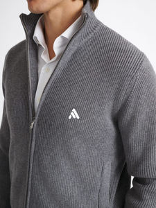 Suéter de punto personalizado al por mayor con cremallera, suéter de punto de color liso con cremallera, suéter de algodón de manga larga tipo jersey - Product Image 3