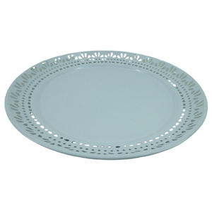 Vendeur chaud ustensiles de cuisine métal plaque ronde poudre blanche revêtement chargeur assiettes plat pour dessus de Table vaisselle plat à la main - Product Image 1