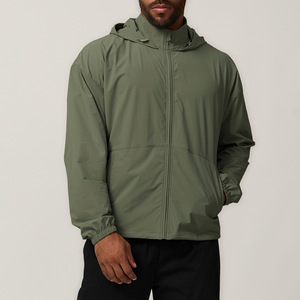 Water Repellent Wrinkle Resistant Hooded <b>Windbreaker</b> Full Zip Hiking <b>Camping</b> Coat Leisure Outfit Sport Nylon Spandex Men Jacket - Product Image 4
