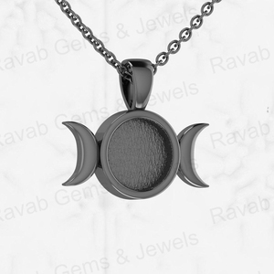 Colgante de Plata de Ley 925 con Engaste de Media Luna Redonda de 8 mm para Guardar Cenizas, Resina o Leche Materna, con Cadena de 18 Pulgadas - Product Image 4