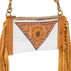 Cheveux de peau de vache sur fourrure cuir Thunderbird usiné sac à bandoulière avec outillage à la main floral et sculpture sac à bandoulière sac à main occidental - Product Image 2
