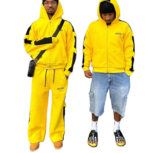 Custom Personalized <b>Zip</b>-Up Jogger Set Patchwork Sweatpants Embroidered Hoodie Pants Style Cargo Flare Design Hoodie Sweatshirt - Product Image 1