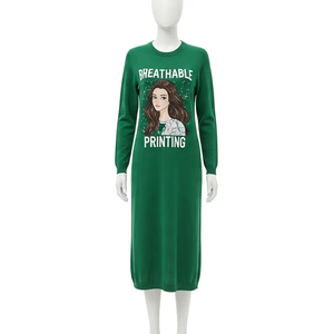 Vestidos Casuales Transpirables de Punto, Estampados por Transferencia de Calor, Tela Suave y Ligera, Ropa Cómoda para Uso Diario - Product Image 1