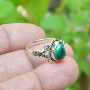 Fabricantes al por mayor Anillo de compromiso de malaquita Plata de Ley 925 Joyería Bohemia minimalista fina Regalo de aniversario de boda - Product Image 3