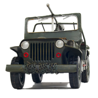 Vieux modèles de voitures artisanales modernes AJ102 1941 Willys MB Style, en fer vert, faites à la main, légères, de collection, modèle rectangulaire, décoration de table