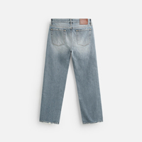 Jean en denim délavé coupe droite classique pour homme, couleur unie, décontracté, durable, en coton, ODM, streetwear, tenue de bureau, taille mi-haute