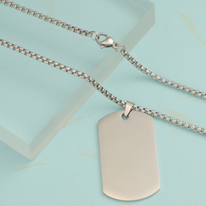 Collana con Targhetta in Acciaio Inossidabile Lucidato a Specchio Stile Hip Hop, Pendente Personalizzato con Logo o Nome Inciso - Product Image 2