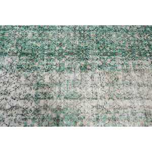 Alfombra Turca Vintage de Lana Verde, 4.4x8.3 pies (134x252 cm) - Product Image 5
