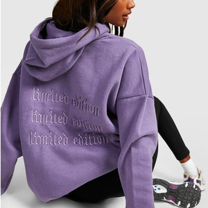 Patrón personalizado Mujeres Oversize Pullover Bordado Carta Imprimir Sudadera Lazy Casual Raglan Mangas Sudadera con capucha para la venta - Product Image 3