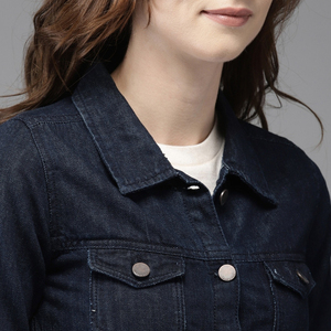 2025 femmes décontracté rétro Denim manteau veste automne hiver 100% coton respirant à manches longues bouton couleur unie - Product Image 4