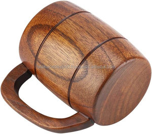 Classic Handmade Wooden Beer <b>Mug</b> PC American Style Bamboo Lid Business Gift with Best Quality Wholesaler From India FWE - Product Image 3