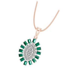 Elegant 925 Sterling <b>Silver</b> VVS Moissanite Emerald Halo Pendant Trendy Oval Cluster Box <b>Chain</b> Women's Gift Custom <b>Fine</b> Jewelry - Product Image 3