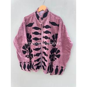Wholesale <b>Jacket</b> Suzani Fabric <b>Velvet</b> <b>Jacket</b> Coat Hippie Style Handmade Embroidery <b>Jacket</b> Inside Cotton Lining Coat Party Wear - Product Image 4