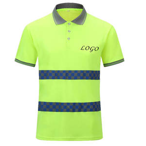 Manga corta de alta calidad para hombres, camisetas Polo, patrón sólido, ropa de trabajo reflectante de seguridad de alta visibilidad, lona de algodón 100% - Product Image 1