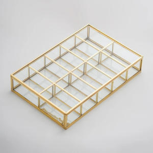 สแน็ปอุปกรณ์เครื่องประดับแก้วสุดหรูกล่องจัดระเบียบกรอบโลหะสีโรสโกลด์สำหรับการจัดเก็บเครื่องประดับเล็กคริสต์มาส - Product Image 4