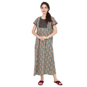 Evolove Camisón largo de rayón con estampado floral para mujer, ropa de dormir transpirable y cómoda, color verde azulado, S-3XL - Product Image 2