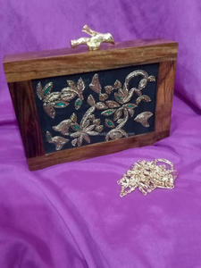 กระเป๋าคลัทช์งานทำจากไม้ปักลายสำหรับตอนเย็นกระเป๋าถือดีไซน์เรขาคณิตสำหรับผู้หญิงและผู้หญิง - Product Image 5