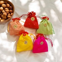 Op maat gemaakte luxe zijden Kundan tasje voor bruiloft, Diwali & festivalverpakkingen - voor bruidsgeschenken, snoep, cosmetica, sieraden