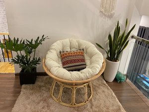 Sillas Papasan de interior con cojines y Marco de mechones gruesos, sillas de salón ergonómicas de mimbre giratorias y relajadas - Product Image 3