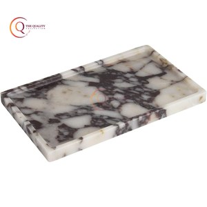 Bandeja de mármol sólido Diseño único Color blanco y negro Forma rectangular Bandeja de mesa para servir alimentos para el hogar y el uso en fiestas - Product Image 1