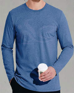 Camiseta ajustada de manga larga de algodón 100% para hombre, ropa de calle de cuello redondo en blanco de peso pesado, transpirable, antiarrugas, opción de logotipo personalizado alto - Product Image 1